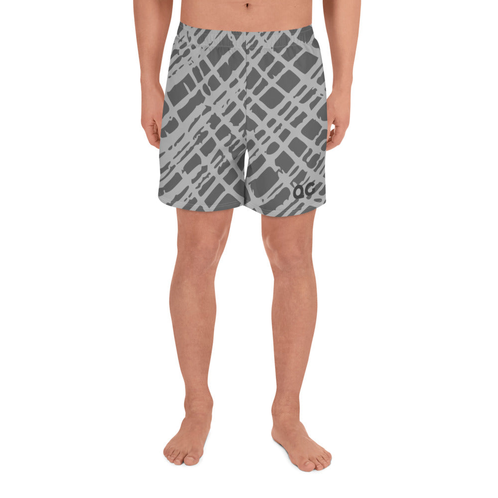 QG Grey Abstract Men's Athletic Long Shorts