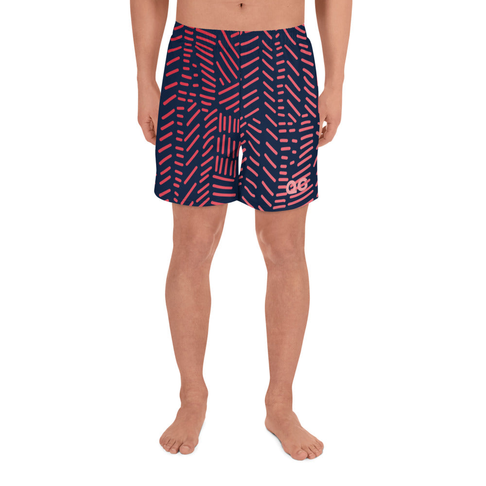 QG Red & Blue Men's Athletic Long Shorts