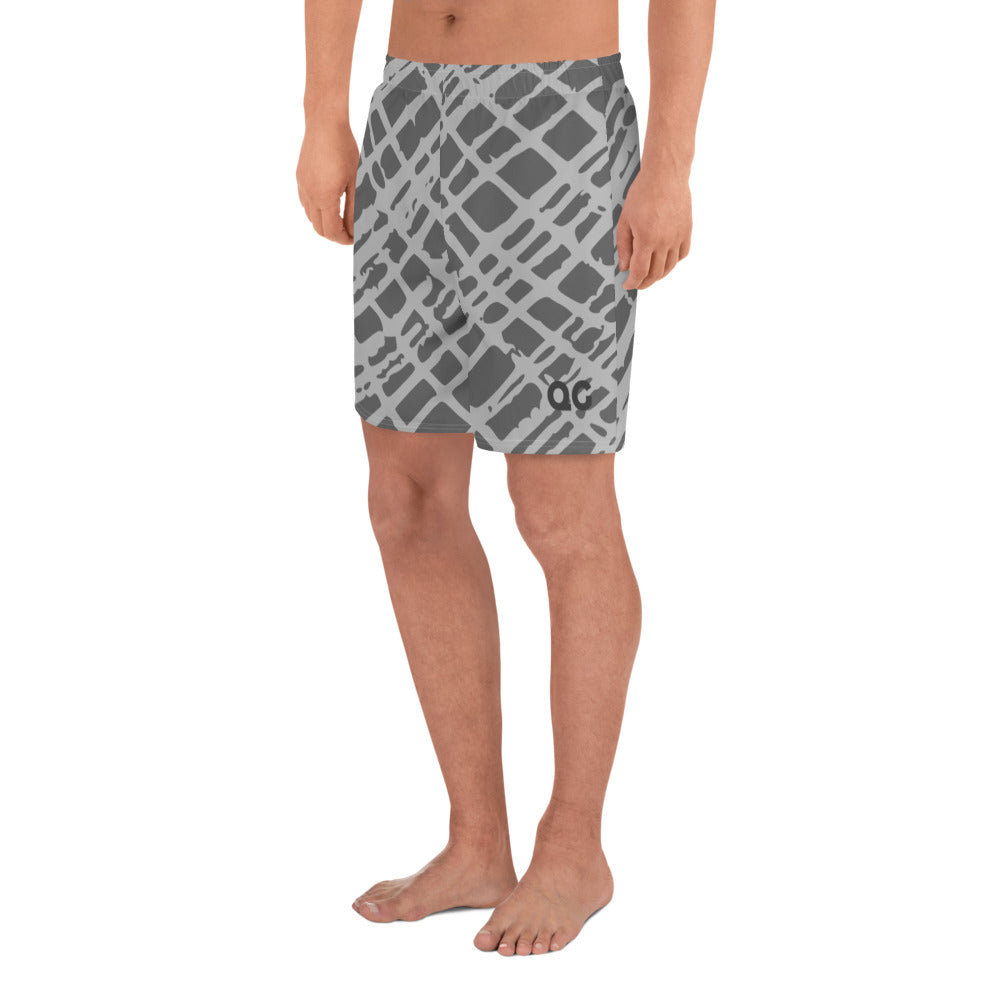 QG Grey Abstract Men's Athletic Long Shorts