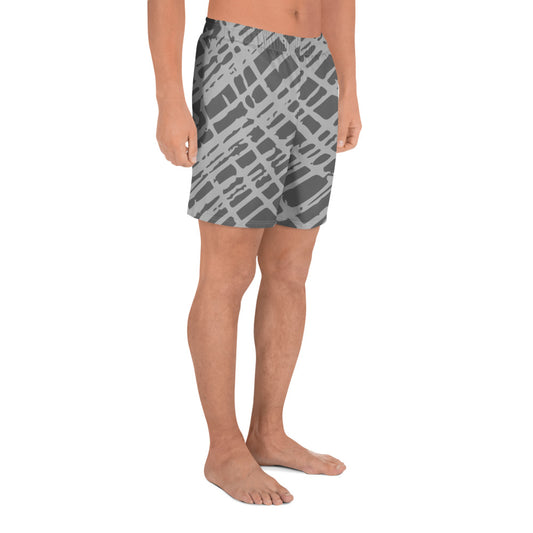 QG Grey Abstract Men's Athletic Long Shorts