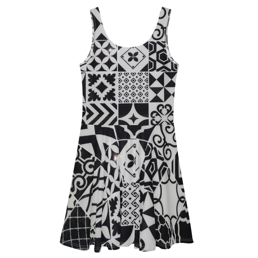 QG Black Motif Skater Dress